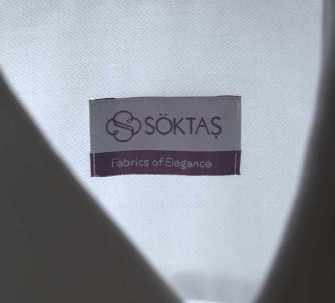 SÖKTAŞ White Herringbone Widespread Collar Shirt