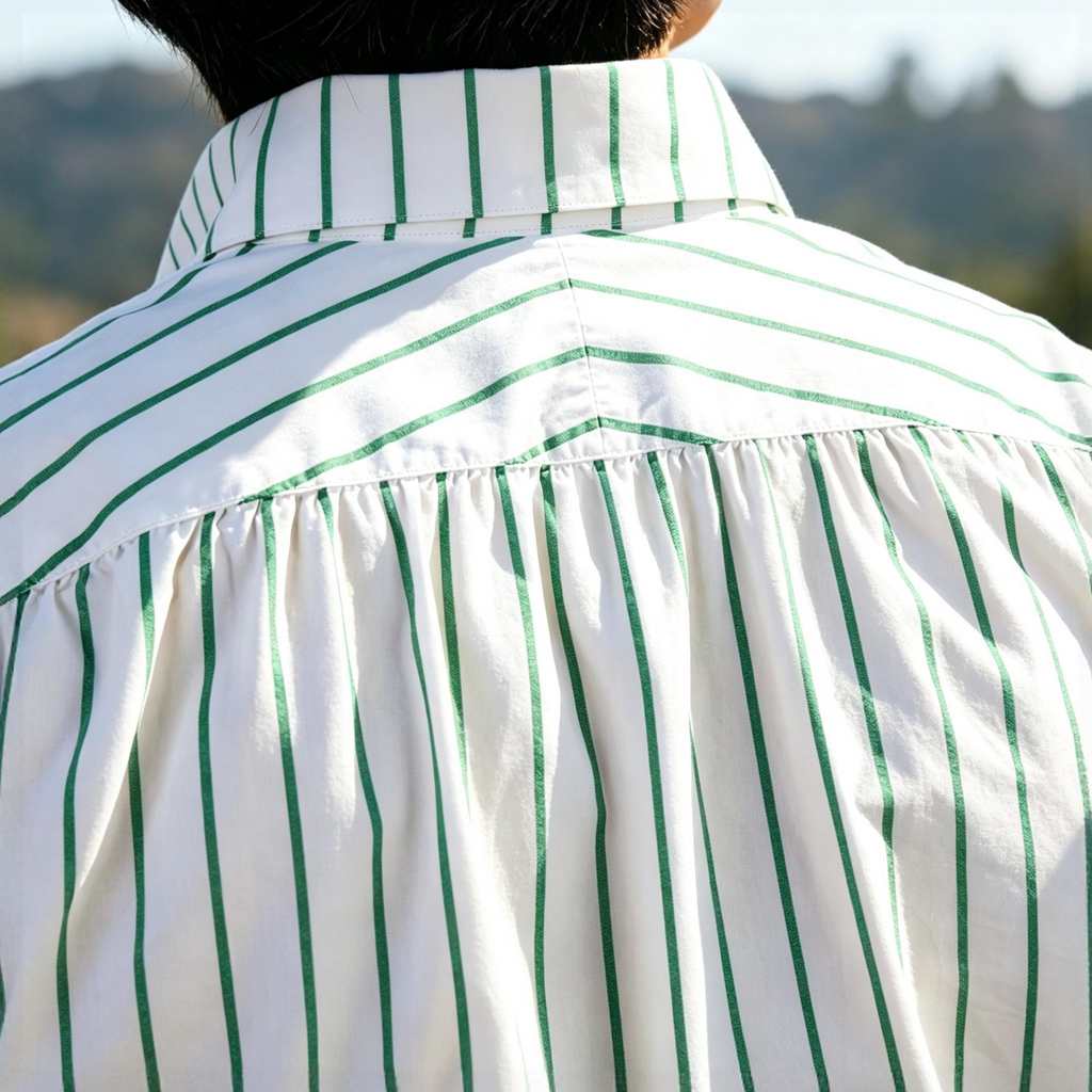 Green Stripe One Piece Collar Shirt