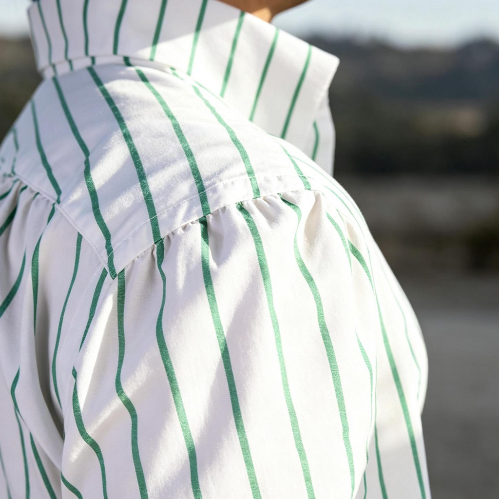 Green Stripe One Piece Collar Shirt