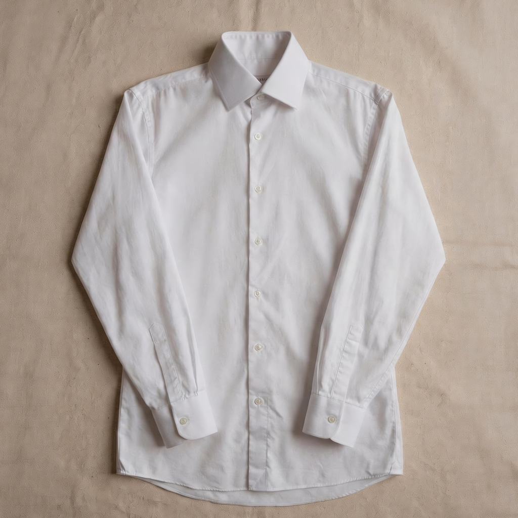 SÖKTAŞ White Herringbone Widespread Collar Shirt